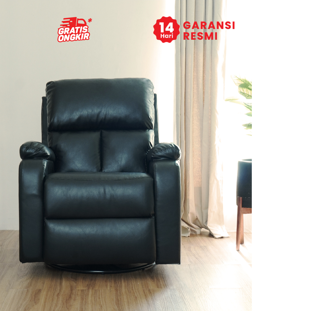 PIRA - GORO 1 RS SOFA / SOFA RECLINER / SOFA RECLINER 1 SEATER DENGAN FITUR ROCKING (AYUN) DAN SWIVEL warna BLACK - PIRA - foto 3