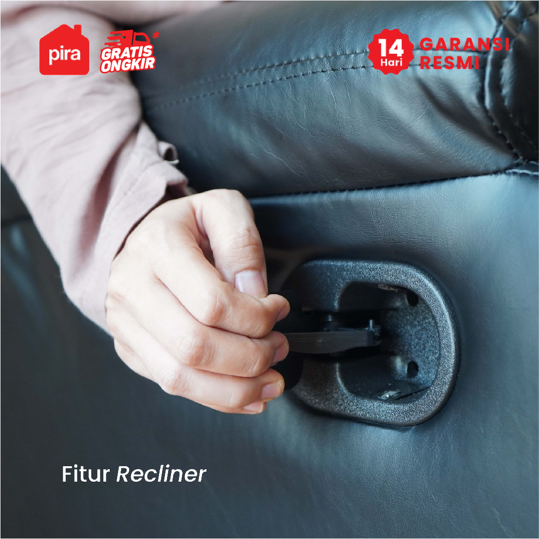 PIRA - GORO 1 RS SOFA / SOFA RECLINER / SOFA RECLINER 1 SEATER DENGAN FITUR ROCKING (AYUN) DAN SWIVEL warna BLACK - PIRA - foto 7