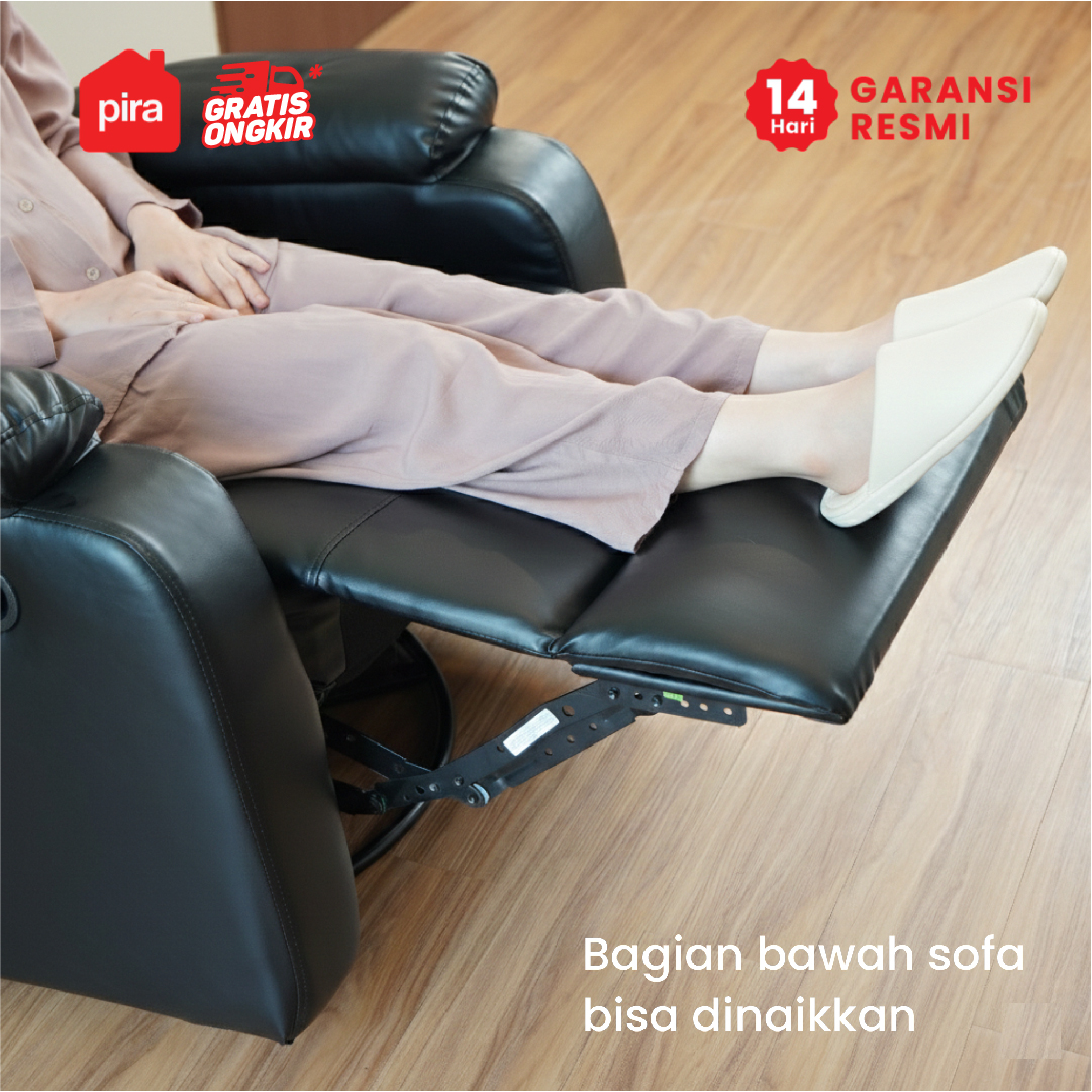PIRA - GORO 1 RS SOFA / SOFA RECLINER / SOFA RECLINER 1 SEATER DENGAN FITUR ROCKING (AYUN) DAN SWIVEL warna BLACK - PIRA - foto 8