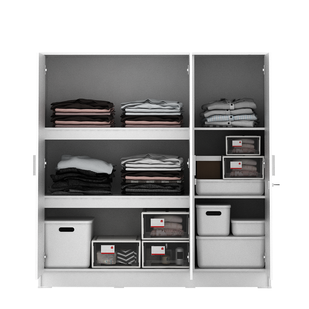 PIRA METROPOLIS OX - ARUNA BLS120 LEMARI PAKAIAN 3 PINTU FULL RAK warna WHITE - PIRA METROPOLIS OX - foto 6