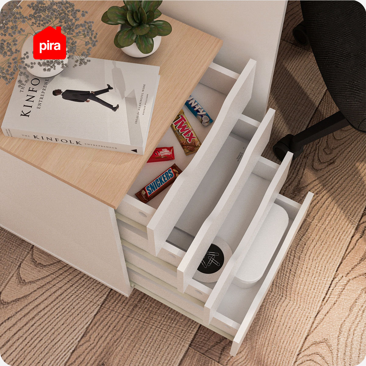 PIRA METROPOLIS OX - KURO PD MEJA LACI / PEDESTAL warna WHITE - PRO OAK - PIRA METROPOLIS OX - foto 3