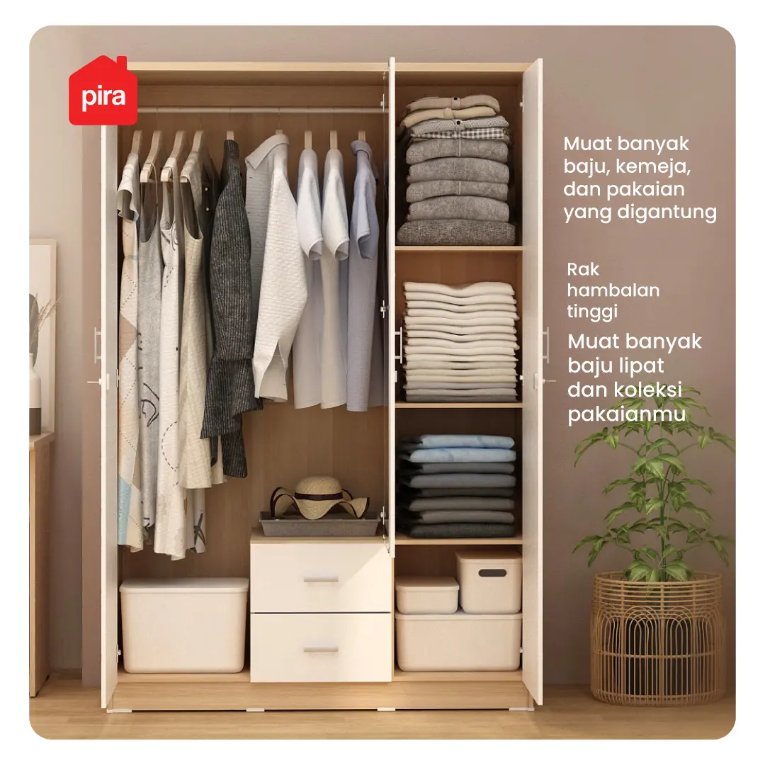 PIRA METROPOLIS OX - ASTA 3PL A LEMARI PAKAIAN 3 PINTU warna AMERICAN WALNUT - WHITE - PIRA METROPOLIS - foto 2