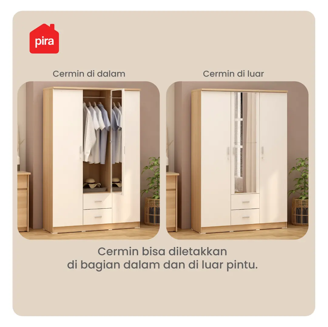 PIRA METROPOLIS OX - ASTA 3PL A LEMARI PAKAIAN 3 PINTU warna AMERICAN WALNUT - WHITE - PIRA METROPOLIS - foto 7