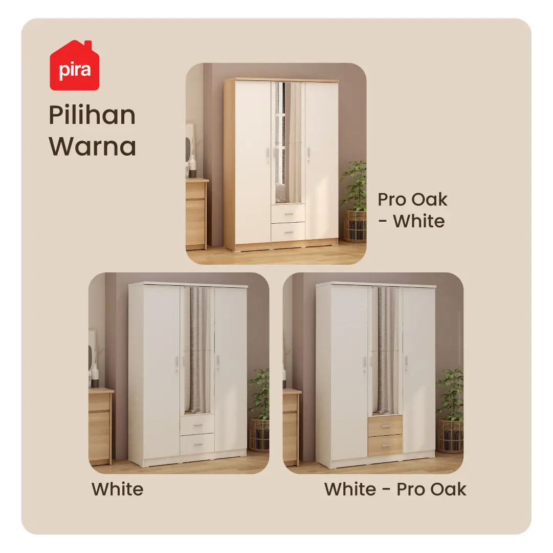 PIRA METROPOLIS OX - ASTA 3PL A LEMARI PAKAIAN 3 PINTU warna AMERICAN WALNUT - WHITE - PIRA METROPOLIS - foto 8