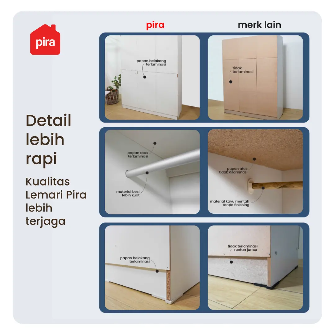 PIRA METROPOLIS OX - ASTA 3PL A LEMARI PAKAIAN 3 PINTU warna AMERICAN WALNUT - WHITE - PIRA METROPOLIS - foto 3