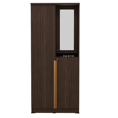 PIRA METROPOLIS - YONA WDD 2 LEMARI PAKAIAN 2 PINTU DENGAN KACA RIAS warna AMERICAN WALNUT - GOLD HAIRLINE - PIRA METROPOLIS - foto 5