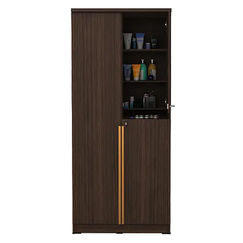 PIRA METROPOLIS - YONA WDD 2 LEMARI PAKAIAN 2 PINTU DENGAN KACA RIAS warna AMERICAN WALNUT - GOLD HAIRLINE - PIRA METROPOLIS - foto 6
