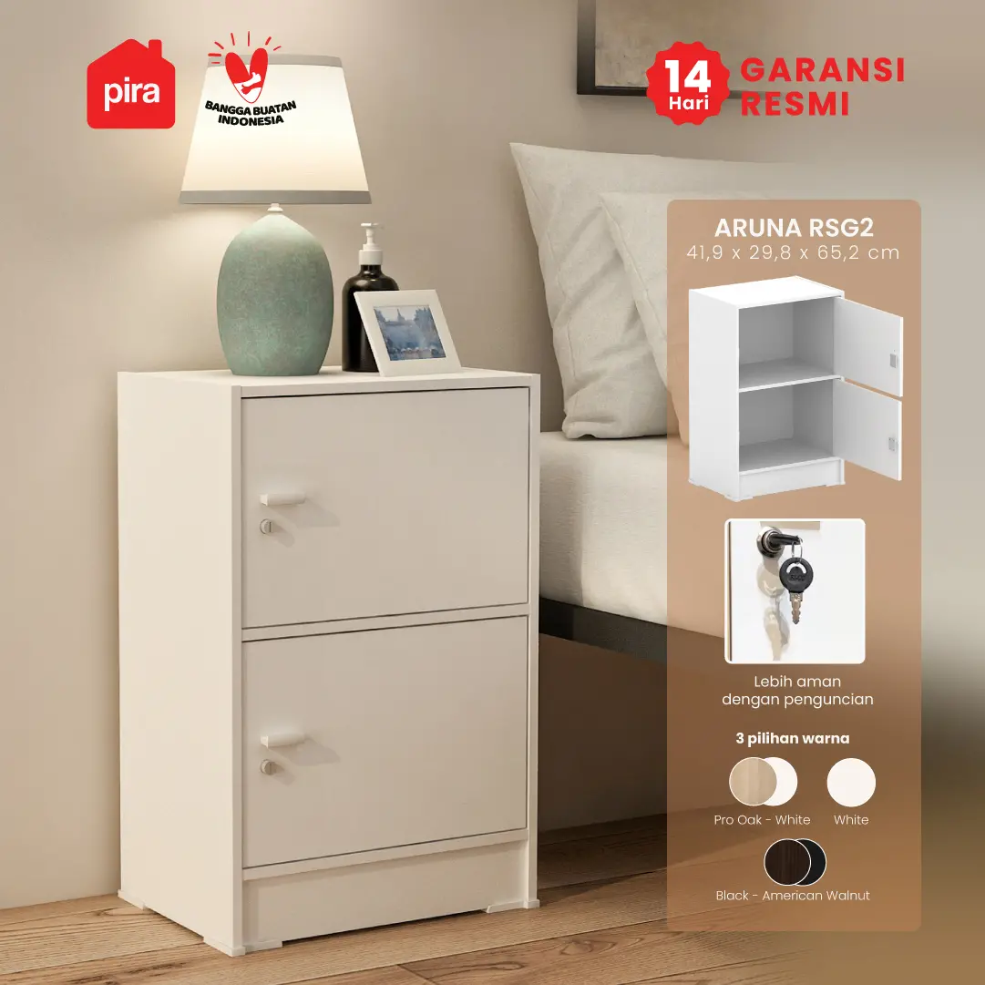 PIRA METROPOLIS OX -  ARUNA RSG2 RAK SERBAGUNA / RAK SUSUN 2 PINTU warna WHITE - PIRA METROPOLIS OX - foto 1
