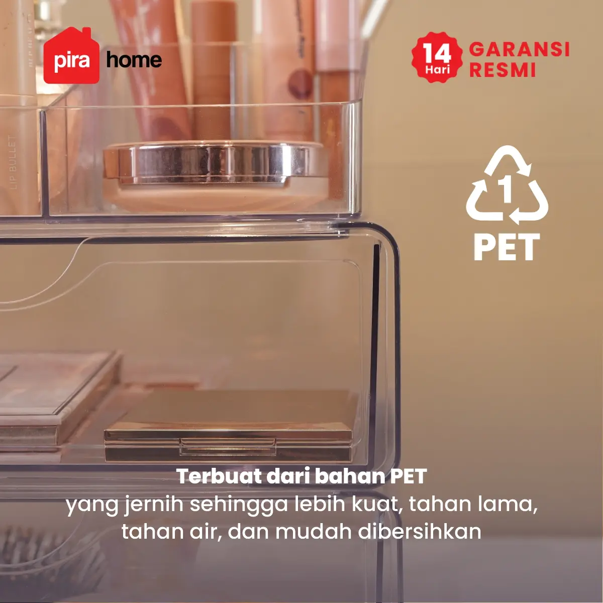PIRA HOME - SHITA DISPLAY PO KOTAK PENYIMPANAN / RAK KOSMETIK / RAK MAKEUP / TEMPAT PENYIMPANAN TRANSPARAN warna CLEAR - PIRA HOME - foto 2