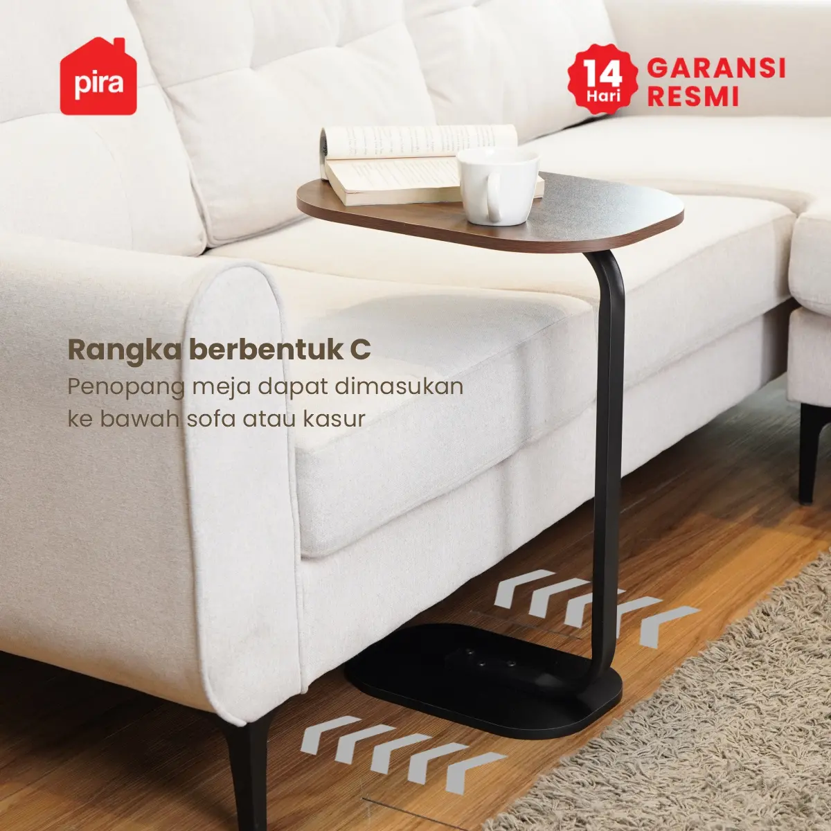 PIRA - TOGI ET40 MEJA KOPI / MEJA KECIL / MEJA SUDUT SOFA / MEJA SAMPING warna BROWN WALNUT - PIRA - foto 2