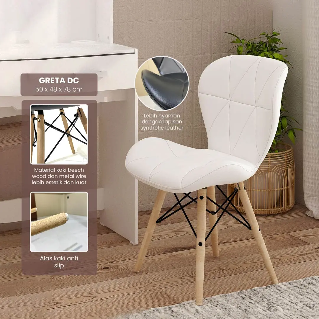 PIRA - GRETA DC KURSI MAKAN / KURSI CAFE / KURSI MINIMALIS warna WHITE - PIRA - foto 1