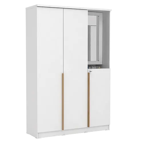 PIRA METROPOLIS - YONA WDD 3 LEMARI PAKAIAN 3 PINTU DENGAN KACA RIAS warna WHITE - YELLOW OAK - PIRA METROPOLIS - foto 8
