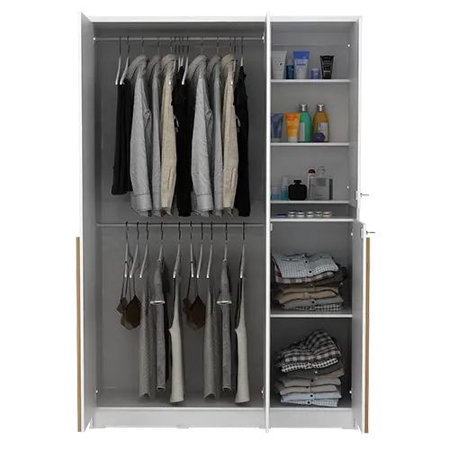 PIRA METROPOLIS - YONA WDD 3 LEMARI PAKAIAN 3 PINTU DENGAN KACA RIAS warna WHITE - YELLOW OAK - PIRA METROPOLIS - foto 11