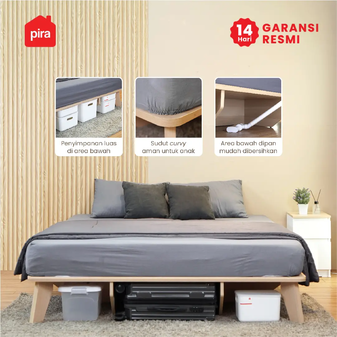 PIRA - HAEDA BD160 DIPAN / DIPAN TEMPAT TIDUR / ALAS KASUR / RANJANG warna PRO OAK - PIRA - foto 3