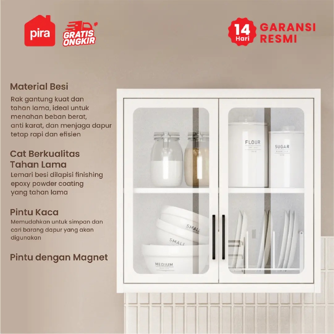 PIRA - VOSH 80 MKCWU KITCHEN SET / RAK DAPUR BESI / LEMARI DAPUR BESI / RAK DAPUR warna WHITE - PIRA - foto 2