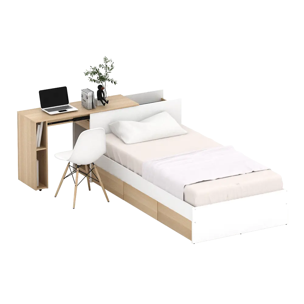 PIRA -  EGHA AVA BD100 DIVAN / TEMPAT TIDUR DENGAN MEJA SLIDING warna WHITE SM - PRO OAK - PIRA - foto 5