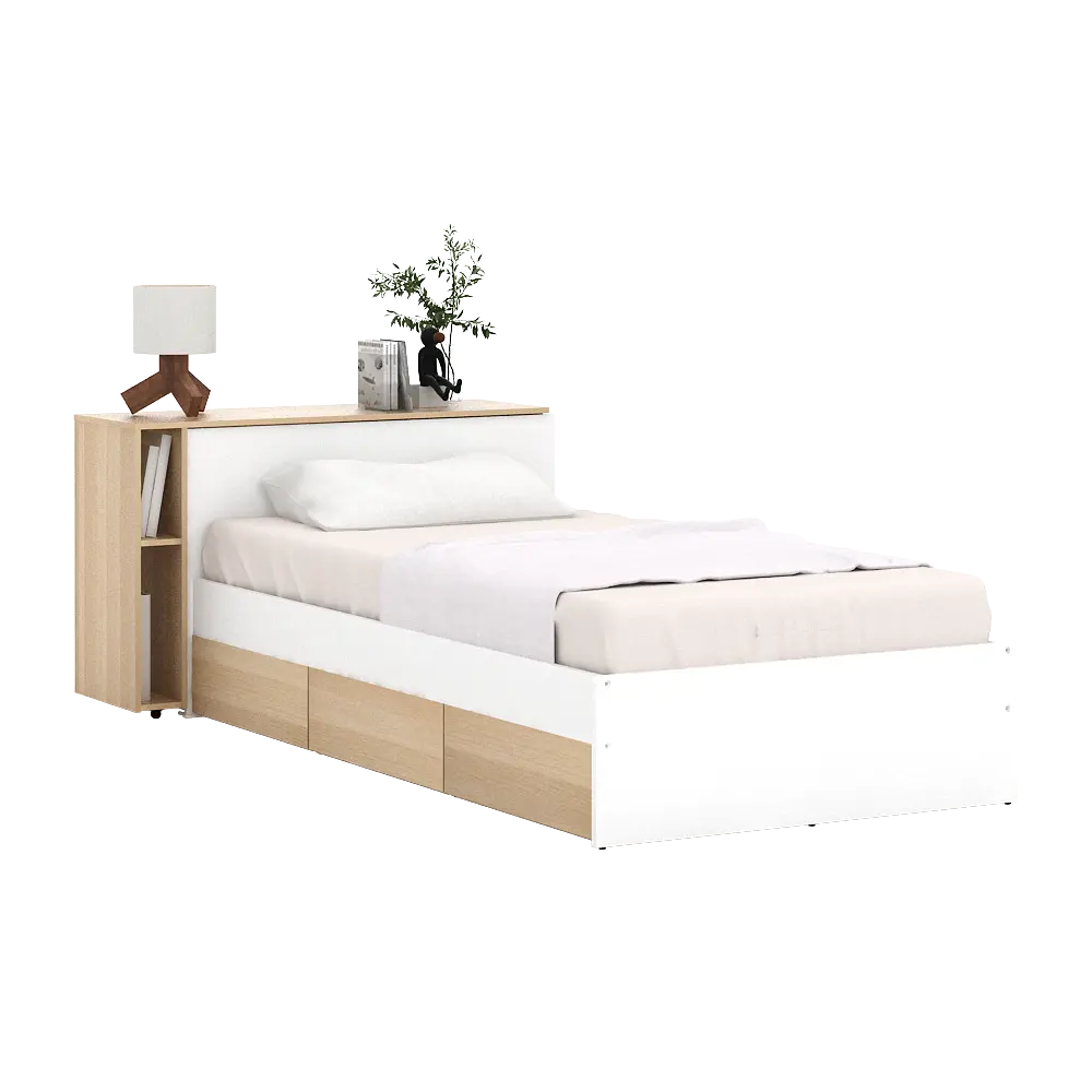 PIRA -  EGHA AVA BD100 DIVAN / TEMPAT TIDUR DENGAN MEJA SLIDING warna WHITE SM - PRO OAK - PIRA - foto 4