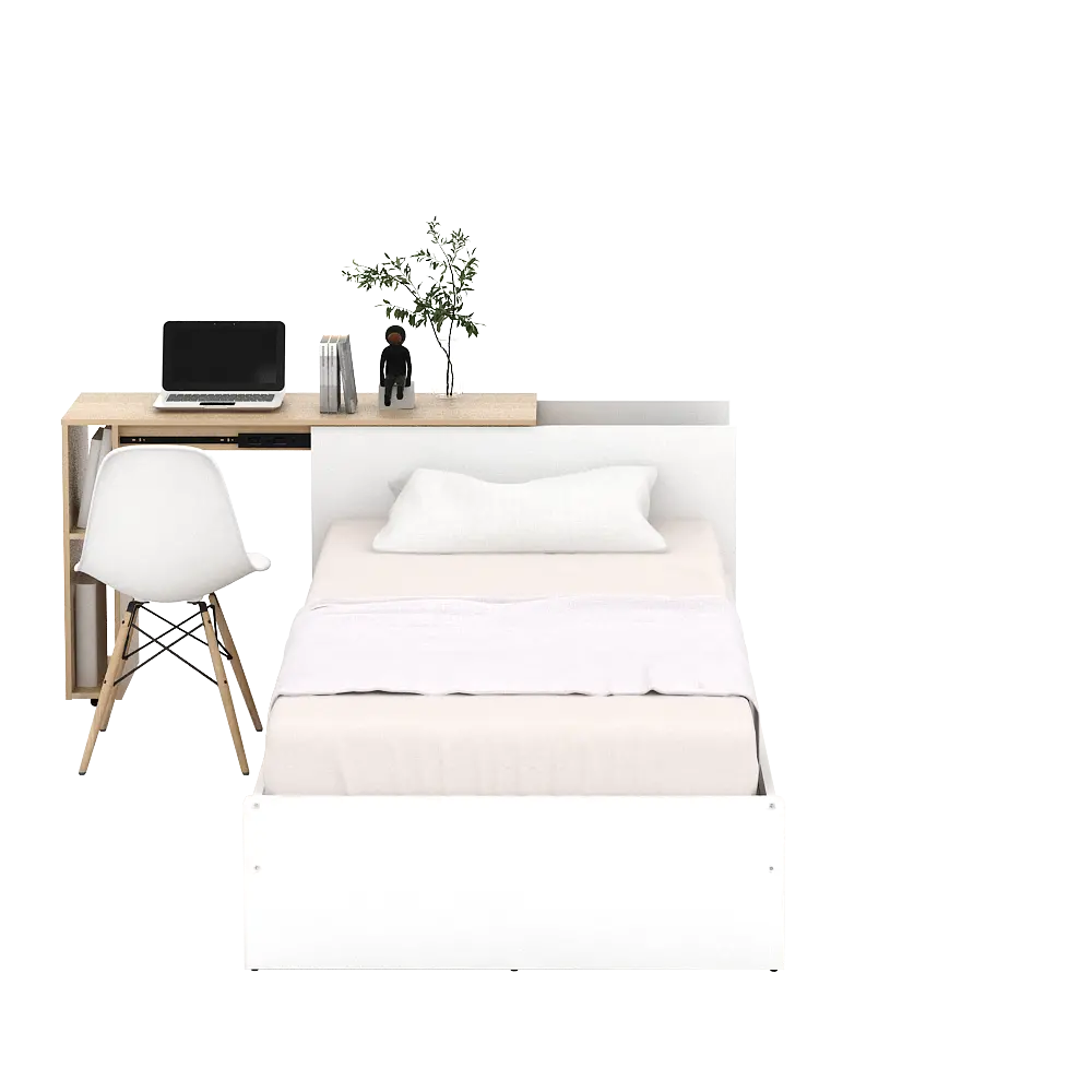 PIRA -  EGHA AVA BD100 DIVAN / TEMPAT TIDUR DENGAN MEJA SLIDING warna WHITE SM - PRO OAK - PIRA - foto 7