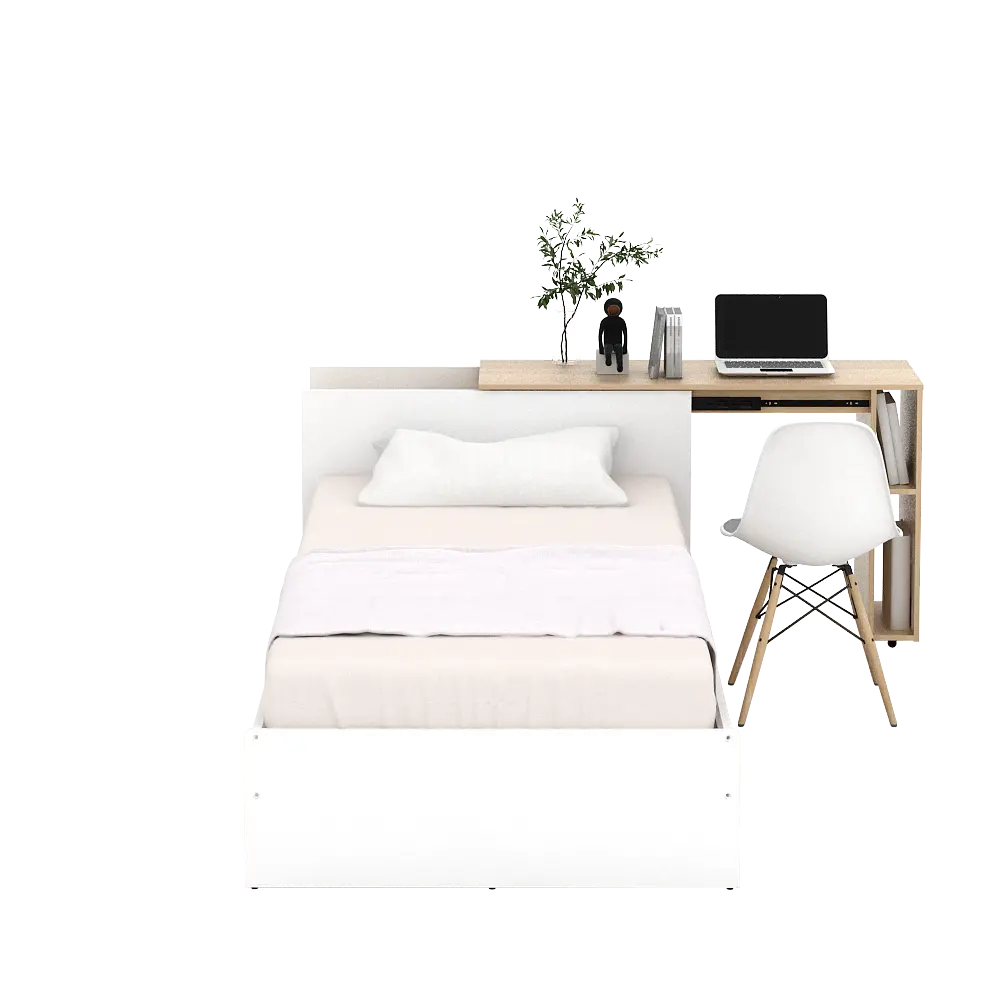 PIRA -  EGHA AVA BD100 DIVAN / TEMPAT TIDUR DENGAN MEJA SLIDING warna WHITE SM - PRO OAK - PIRA - foto 8