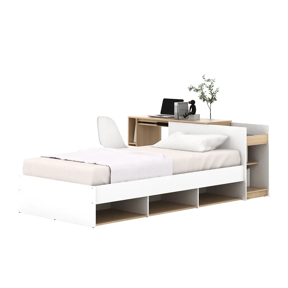 PIRA -  EGHA AVA BD100 DIVAN / TEMPAT TIDUR DENGAN MEJA SLIDING warna WHITE SM - PRO OAK - PIRA - foto 9
