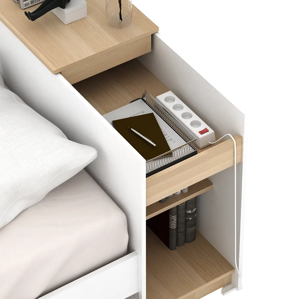 PIRA -  EGHA AVA BD100 DIVAN / TEMPAT TIDUR DENGAN MEJA SLIDING warna WHITE SM - PRO OAK - PIRA - foto 11