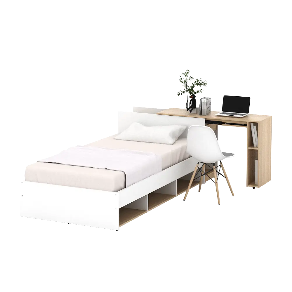 PIRA -  EGHA AVA BD100 DIVAN / TEMPAT TIDUR DENGAN MEJA SLIDING warna WHITE SM - PRO OAK - PIRA - foto 6