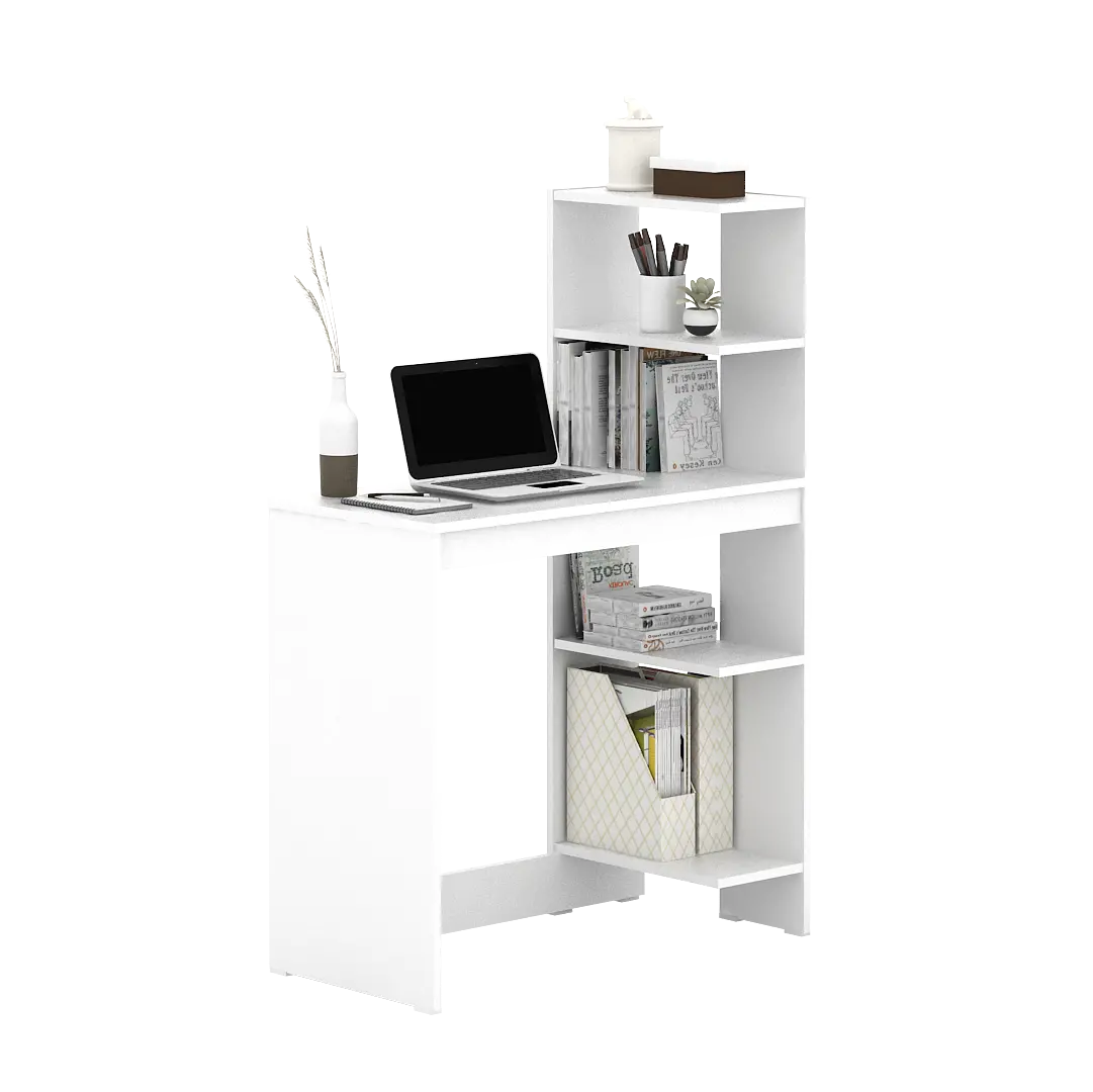 PIRA WORK - KENKO DK80 MEJA KERJA / MEJA BELAJAR DENGAN RAK BUKU warna WHITE SM - PIRA WORK - foto 7