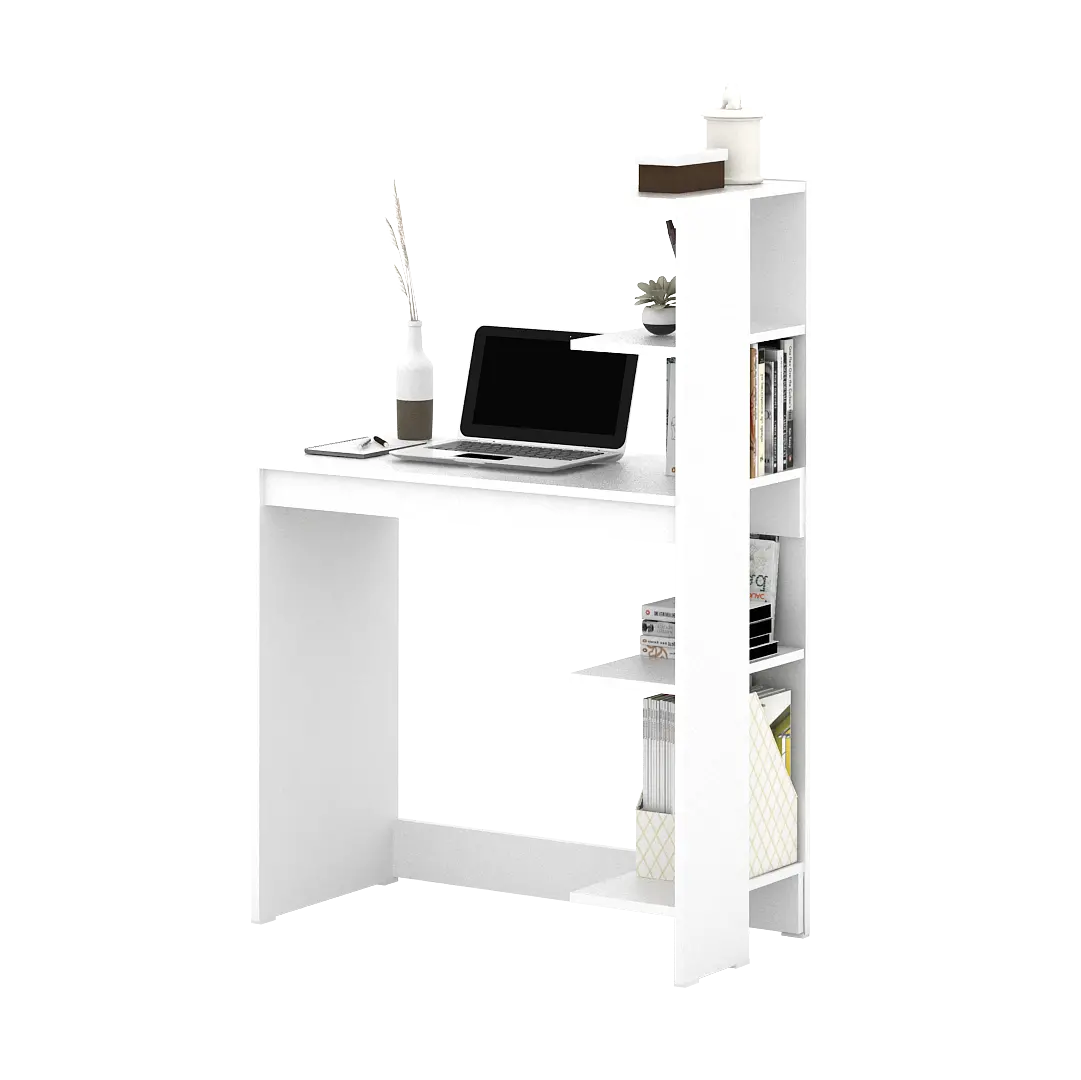 PIRA WORK - KENKO DK80 MEJA KERJA / MEJA BELAJAR DENGAN RAK BUKU warna WHITE SM - PIRA WORK - foto 6
