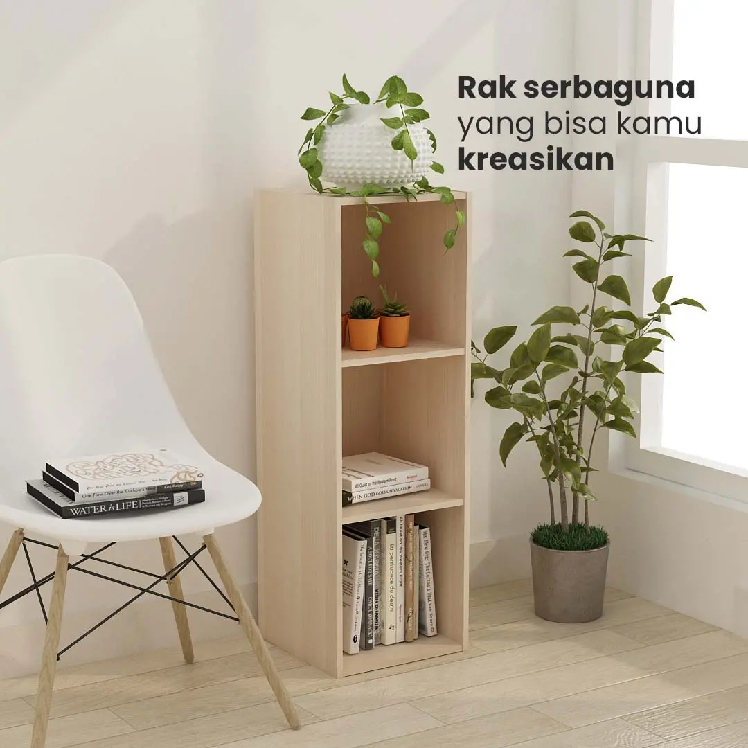 PIRA METROPOLIS  -  HAKO SU 3X1 RAK 3 SUSUN / RAK SUSUN SERBAGUNA / RAK BUKU warna PRO OAK - PIRA METROPOLIS - foto 2
