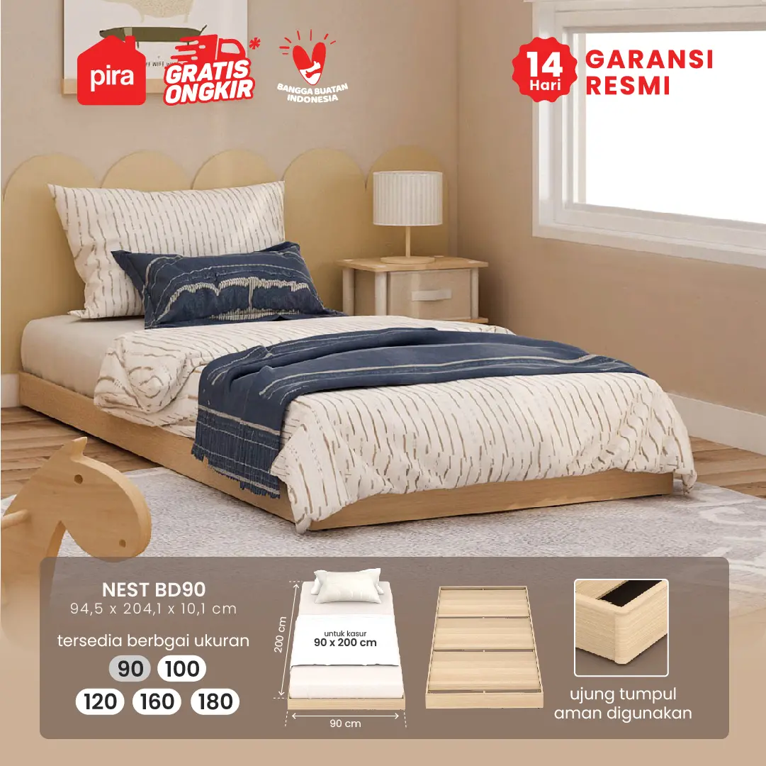 PIRA - NEST BD90 DIPAN LESEHAN / ALAS TEMPAT TIDUR / TATAKAN DIPAN / RANJANG warna PRO OAK - PIRA - foto 1