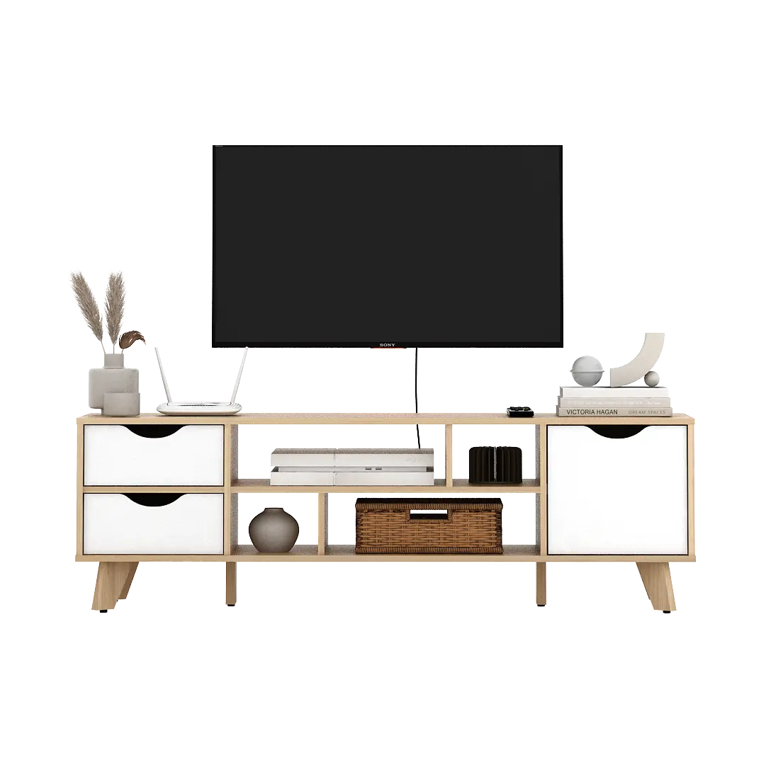 PIRA METROPOLIS OX - FUJI TV1200 MEJA TV / RAK TV / LEMARI TV warna PRO OAK - WHITE - PIRA METROPOLIS OX - foto 10
