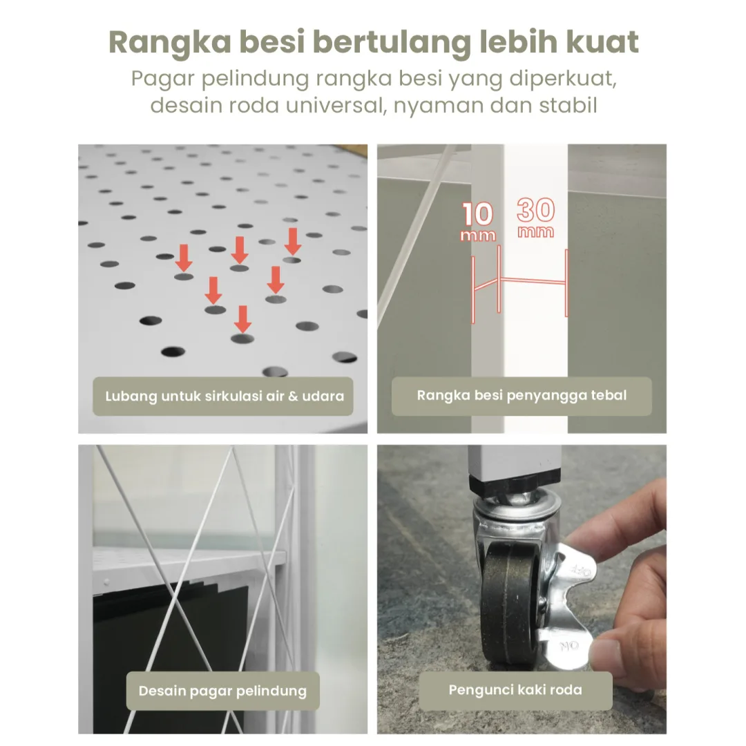 PIRA - FLATO AVA MSU 5X1 RAK DAPUR LIPAT SERBAGUNA / RAK BESI 5 SUSUN warna WHITE - PIRA - foto 3