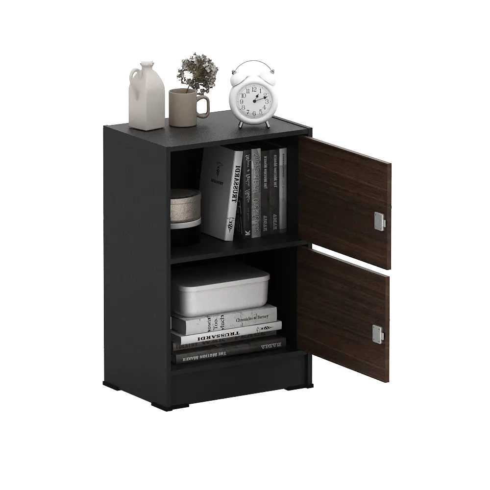 PIRA METROPOLIS OX - ARUNA RSG2 RAK SERBAGUNA / RAK SUSUN 2 PINTU warna BLACK - AMERICAN WALNUT - PIRA METROPOLIS OX - foto 4