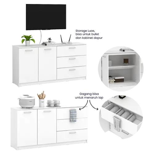 PIRA METROPOLIS OX - ARUNA SB150 BUFET / RAK DAPUR / KITCHEN SET BAWAH DAPUR / LEMARI DAPUR warna WHITE - PIRA METROPOLIS OX - foto 2