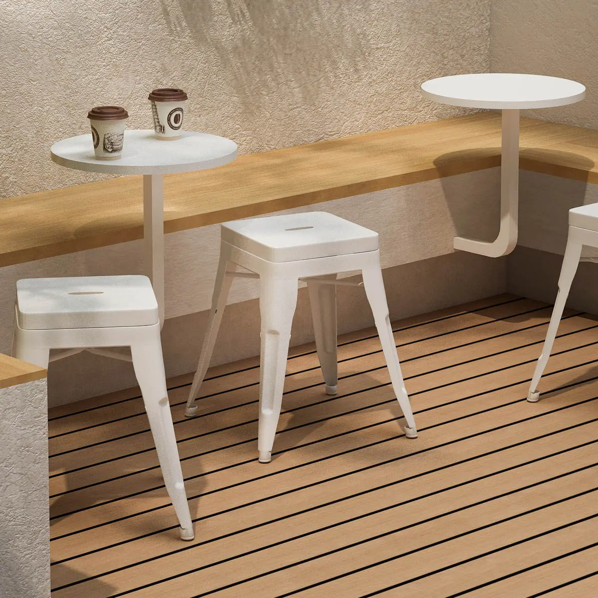 PIRA - KORG LC KURSI CAFE / KURSI BESI / KURSI MAKAN / KURSI OUTDOOR / BANGKU BESI warna WHITE - PIRA - foto 6