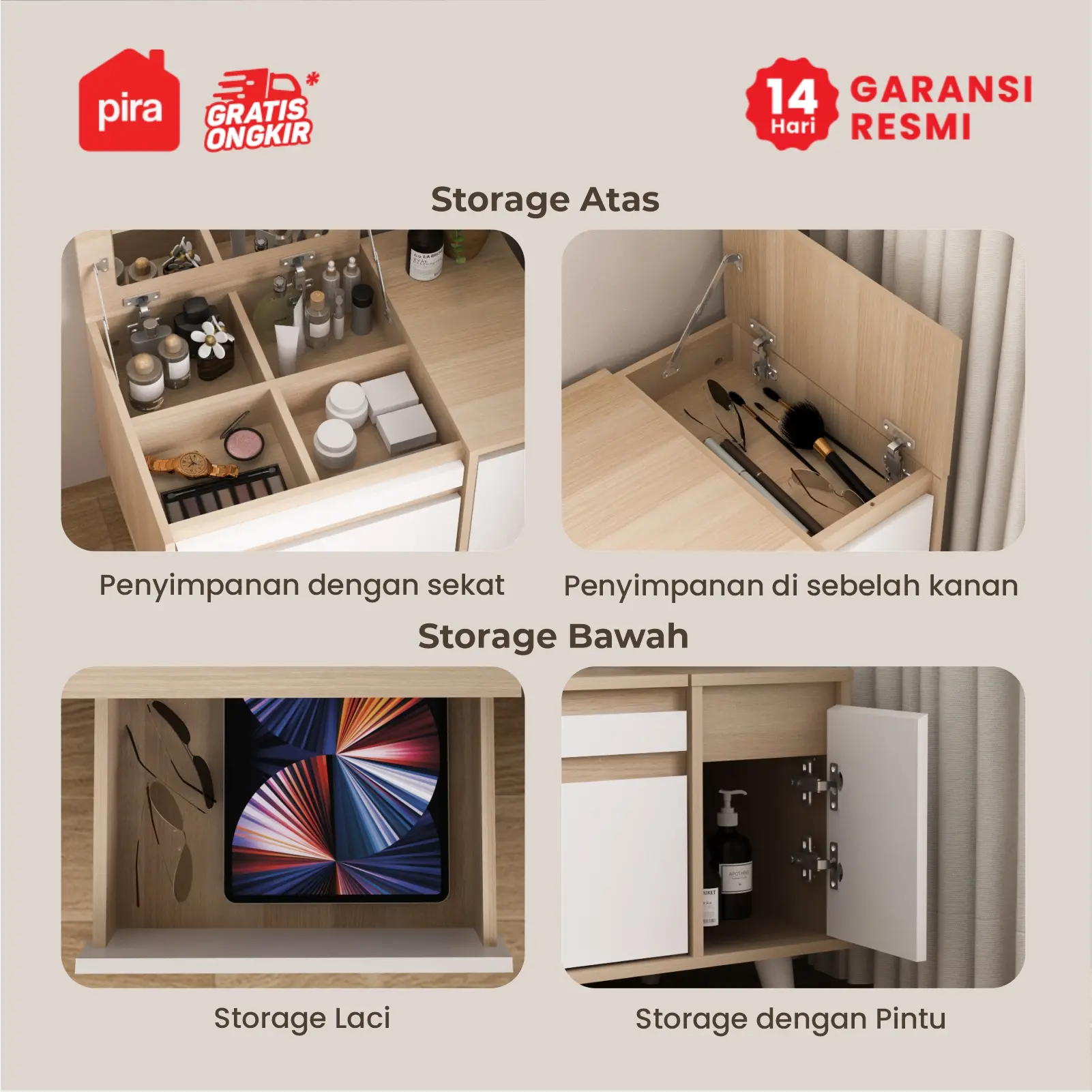 PIRA METROPOLIS OX - FUJI CTDS60 MEJA RIAS / MEJA SAMPING / MEJA MULTIFUNGSI / MEJA TAMU warna PRO OAK - WHITE - PIRA METROPOLIS OX - foto 5