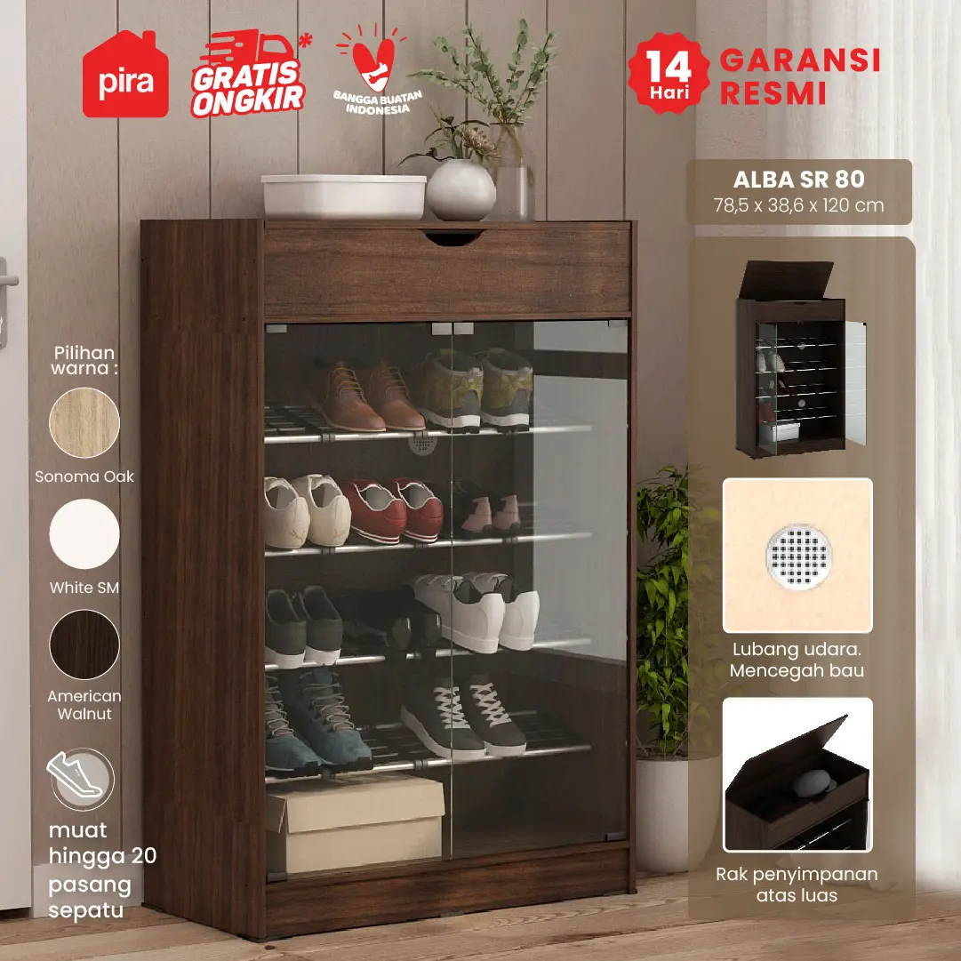 PIRA METROPOLIS - ALBA SR 80 RAK SEPATU warna AMERICAN WALNUT - METROPOLIS - foto 1