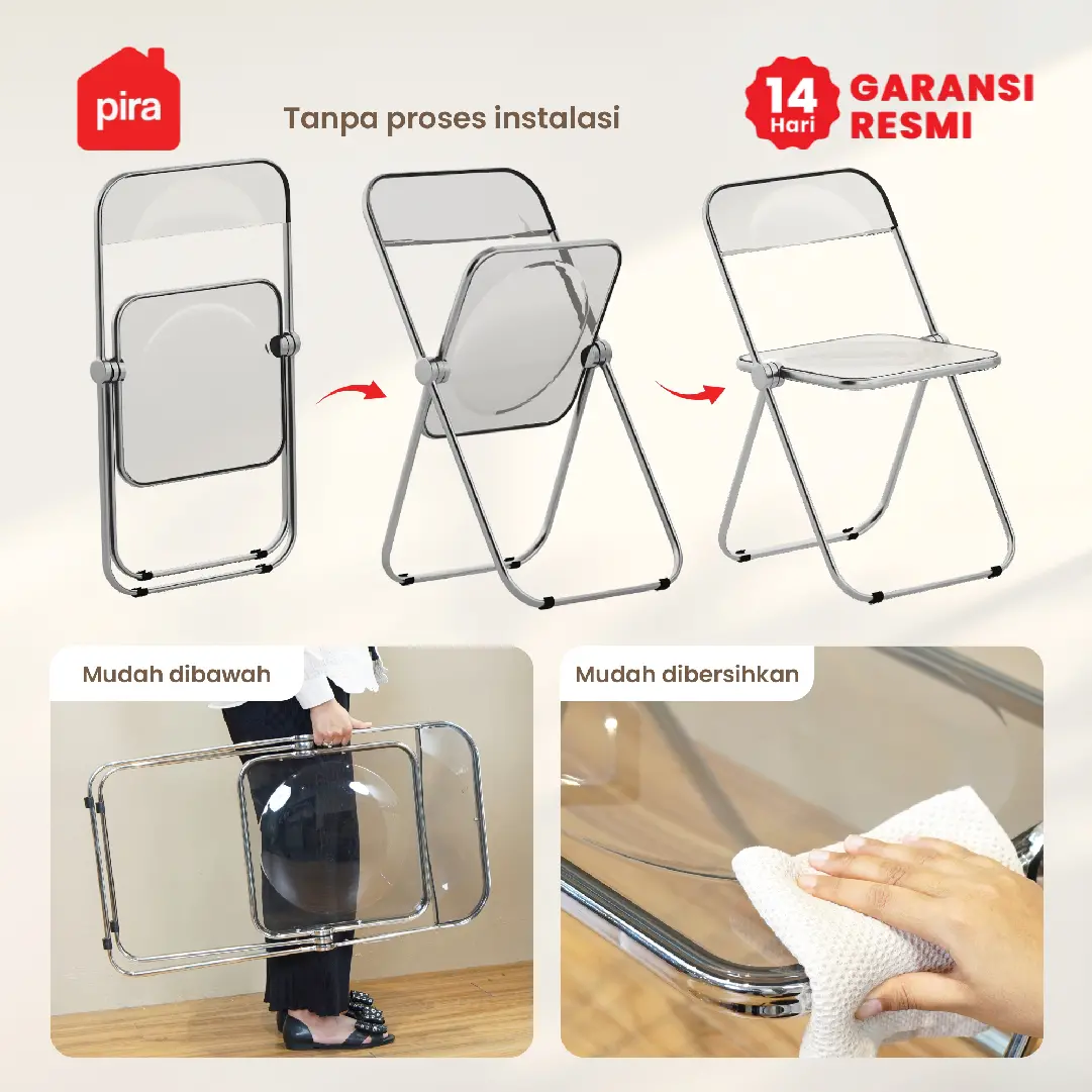 PIRA - LARS FC 45 KURSI LIPAT TRANSPARAN / KURSI TERAS / KURSI PLASTIK warna GREY - PIRA - foto 2