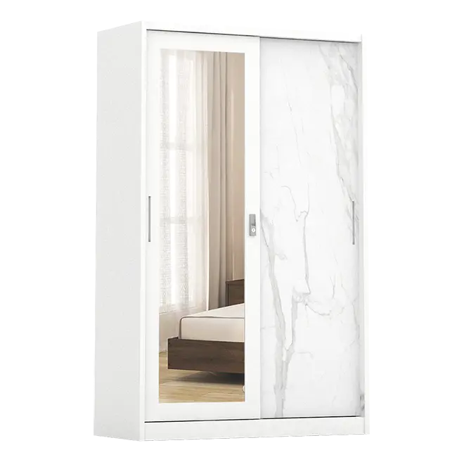 PIRA - CATTA 120 MWDSL LEMARI PAKAIAN BESI SLIDING / PINTU GESER warna LIGHT MARBLE - PIRA - foto 2