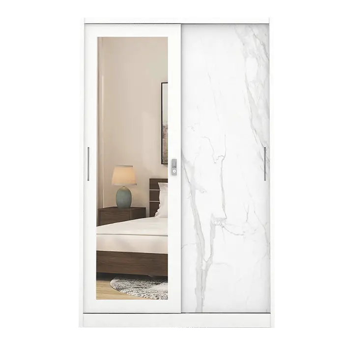 PIRA - CATTA 120 MWDSL LEMARI PAKAIAN BESI SLIDING / PINTU GESER warna LIGHT MARBLE - PIRA - foto 3