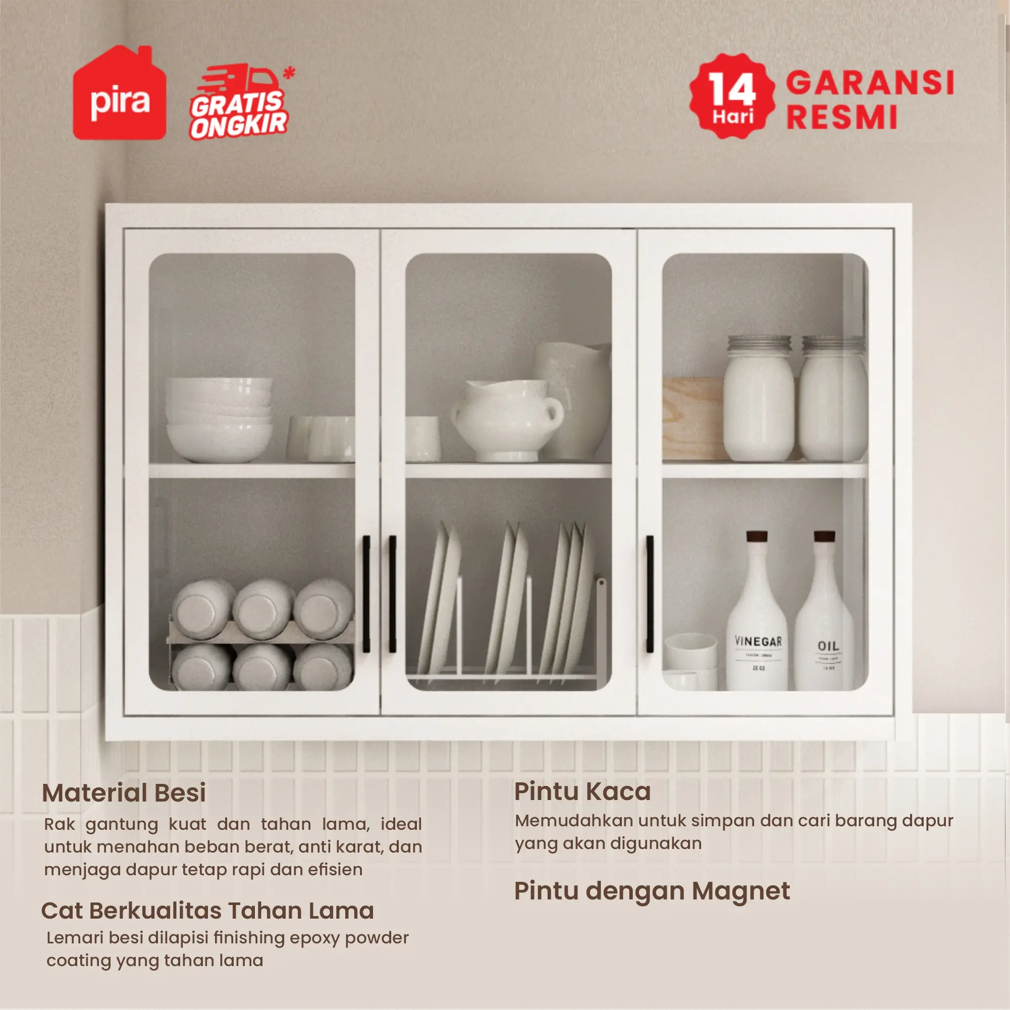 PIRA - VOSH 120 MKCWU KITCHEN SET / RAK DAPUR BESI / LEMARI DAPUR BESI / RAK DAPUR warna WHITE - PIRA - foto 3
