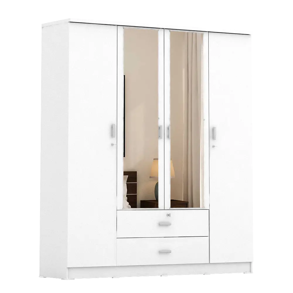 PIRA METROPOLIS OX - ASTA 4PL LEMARI PAKAIAN 4 PINTU DENGAN LACI warna WHITE - PIRA METROPOLIS OX - foto 7