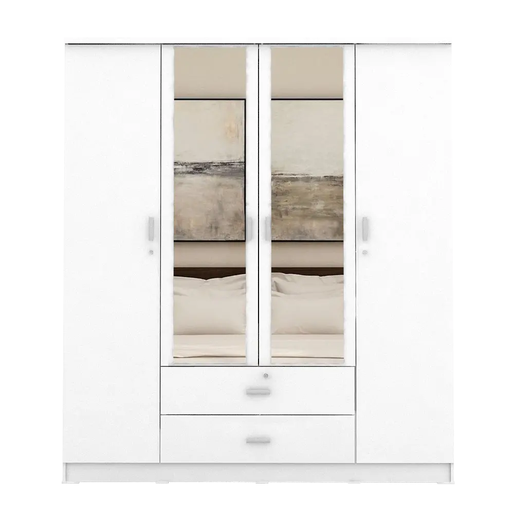 PIRA METROPOLIS OX - ASTA 4PL LEMARI PAKAIAN 4 PINTU DENGAN LACI warna WHITE - PIRA METROPOLIS OX - foto 9