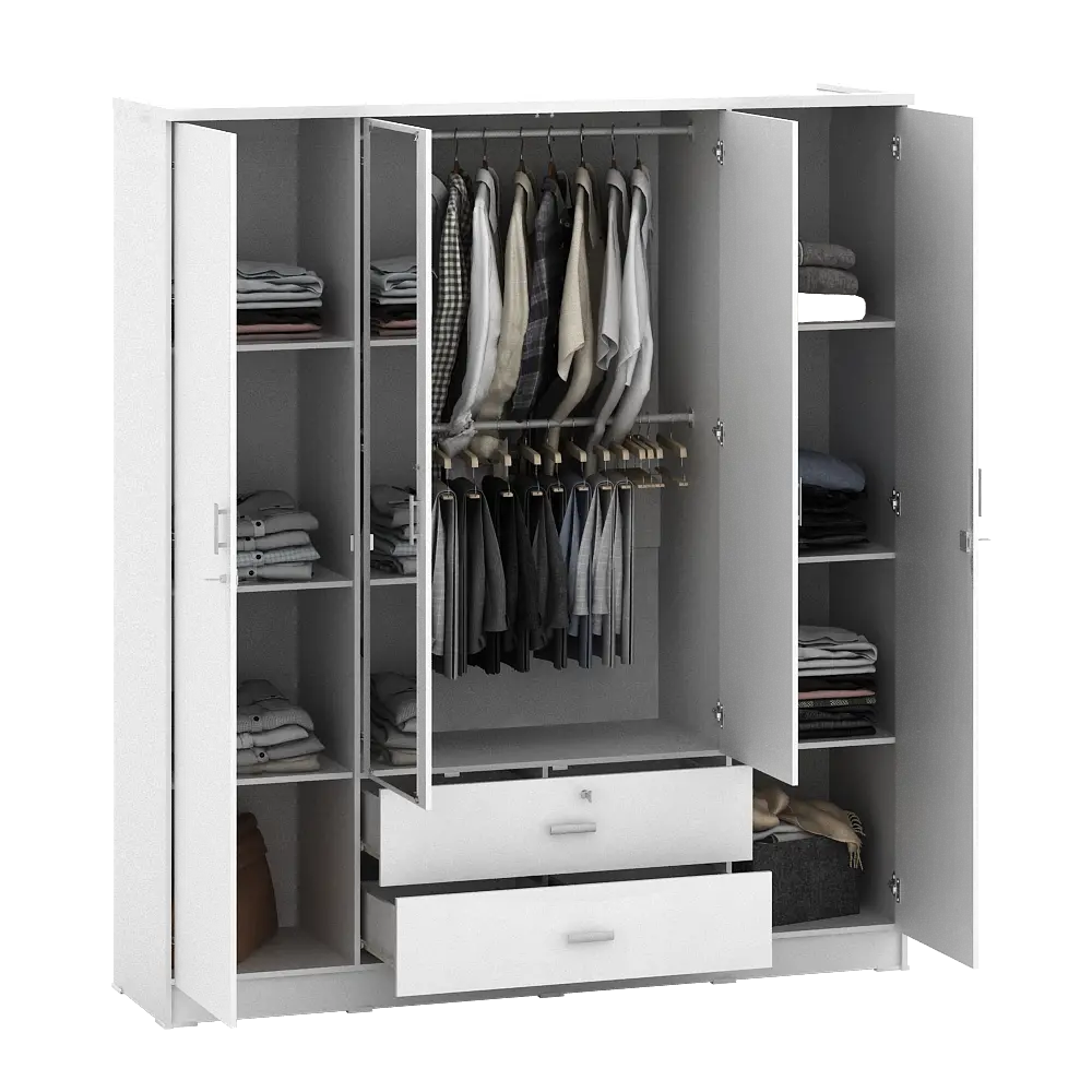 PIRA METROPOLIS OX - ASTA 4PL LEMARI PAKAIAN 4 PINTU DENGAN LACI warna WHITE - PIRA METROPOLIS OX - foto 11