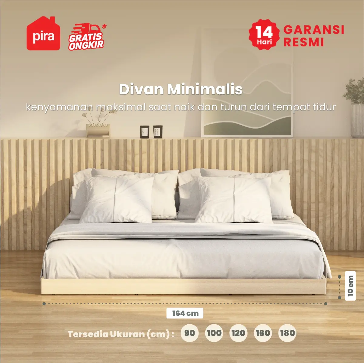 PIRA - NEST BD160 DIPAN LESEHAN / ALAS TEMPAT TIDUR / TATAKAN DIPAN / RANJANG warna PRO OAK - PIRA - foto 2