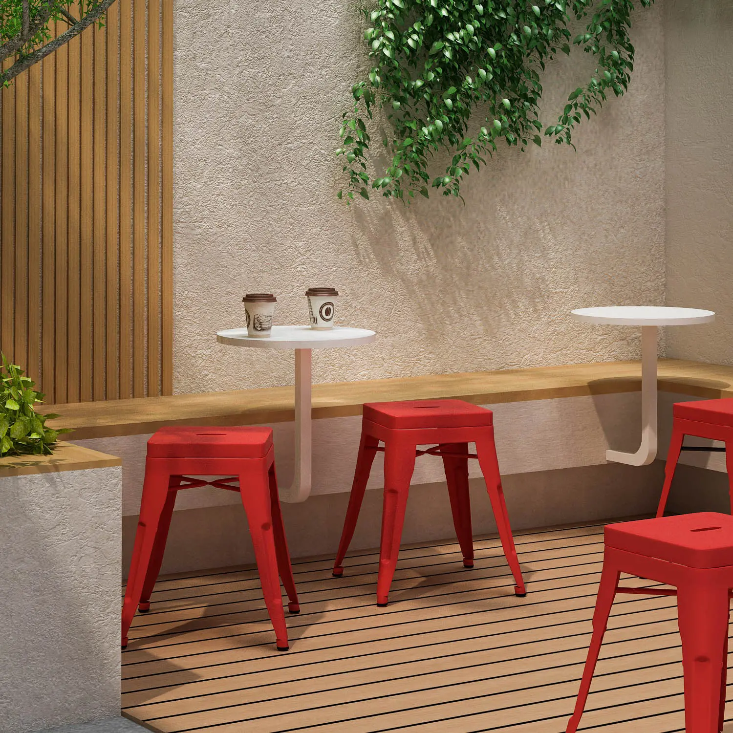 PIRA - KORG LC KURSI CAFE / KURSI BESI / KURSI MAKAN / KURSI OUTDOOR / BANGKU BESI warna RED - PIRA - foto 5