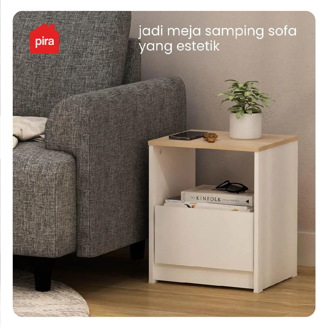 PIRA METROPOLIS OX - ARUNA NS35 MEJA NAKAS / MEJA SUDUT / MEJA SAMPING warna WHITE - PRO OAK - PIRA METROPOLIS - foto 2