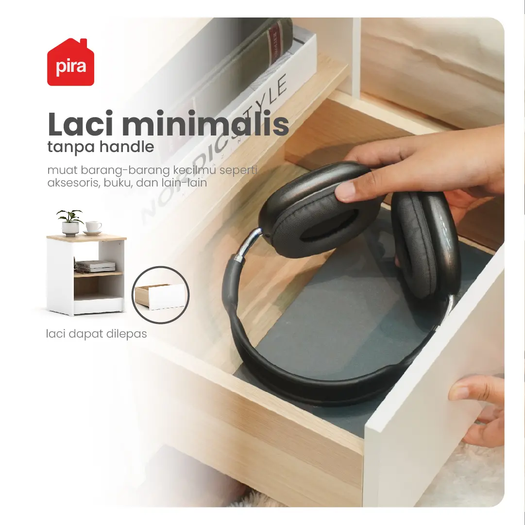 PIRA METROPOLIS OX - ARUNA NS35 MEJA NAKAS / MEJA SUDUT / MEJA SAMPING warna WHITE - PRO OAK - PIRA METROPOLIS - foto 3