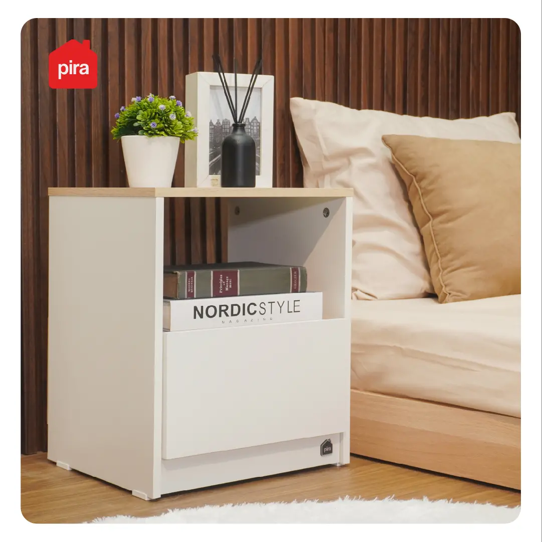 PIRA METROPOLIS OX - ARUNA NS35 MEJA NAKAS / MEJA SUDUT / MEJA SAMPING warna WHITE - PRO OAK - PIRA METROPOLIS - foto 6