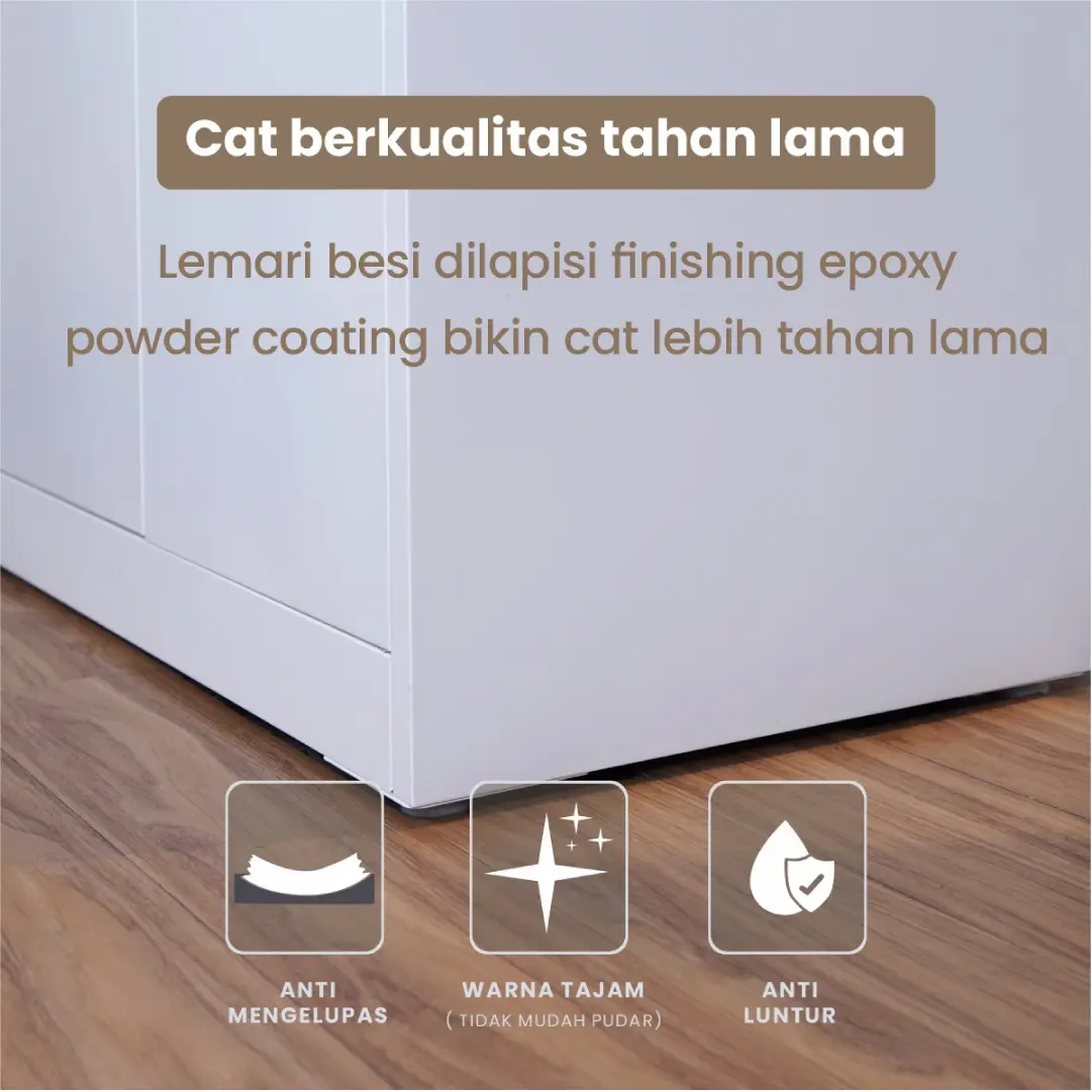 PIRA - STEEL A 120A N MWDSL LEMARI PAKAIAN BESI SLIDING / PINTU GESER warna WHITE - PIRA - foto 4